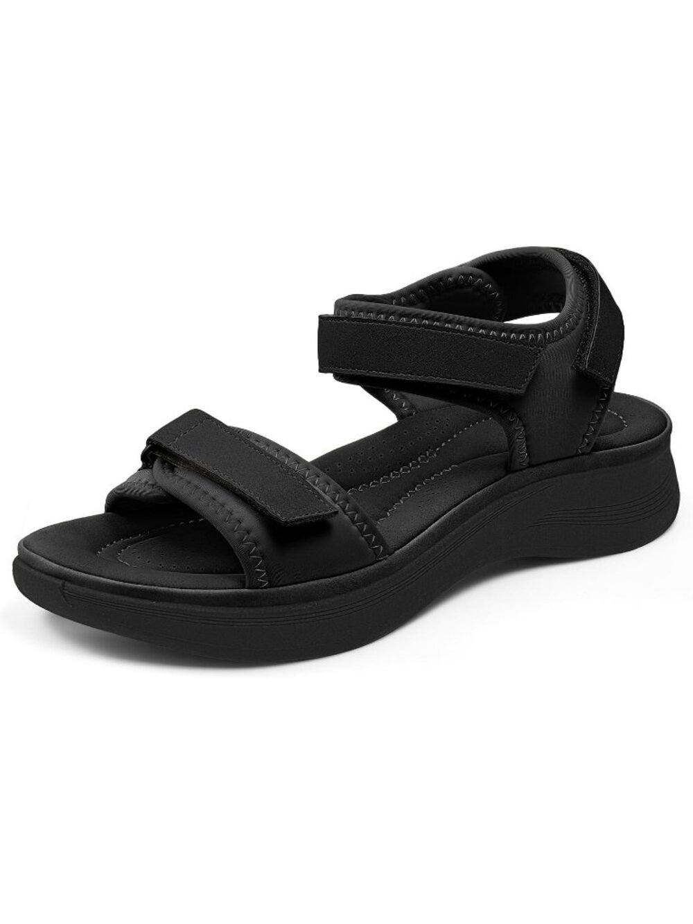 Women's Black Lightweight Non-Slip Outsole Soft Insole Comfortable Sandal Shoes